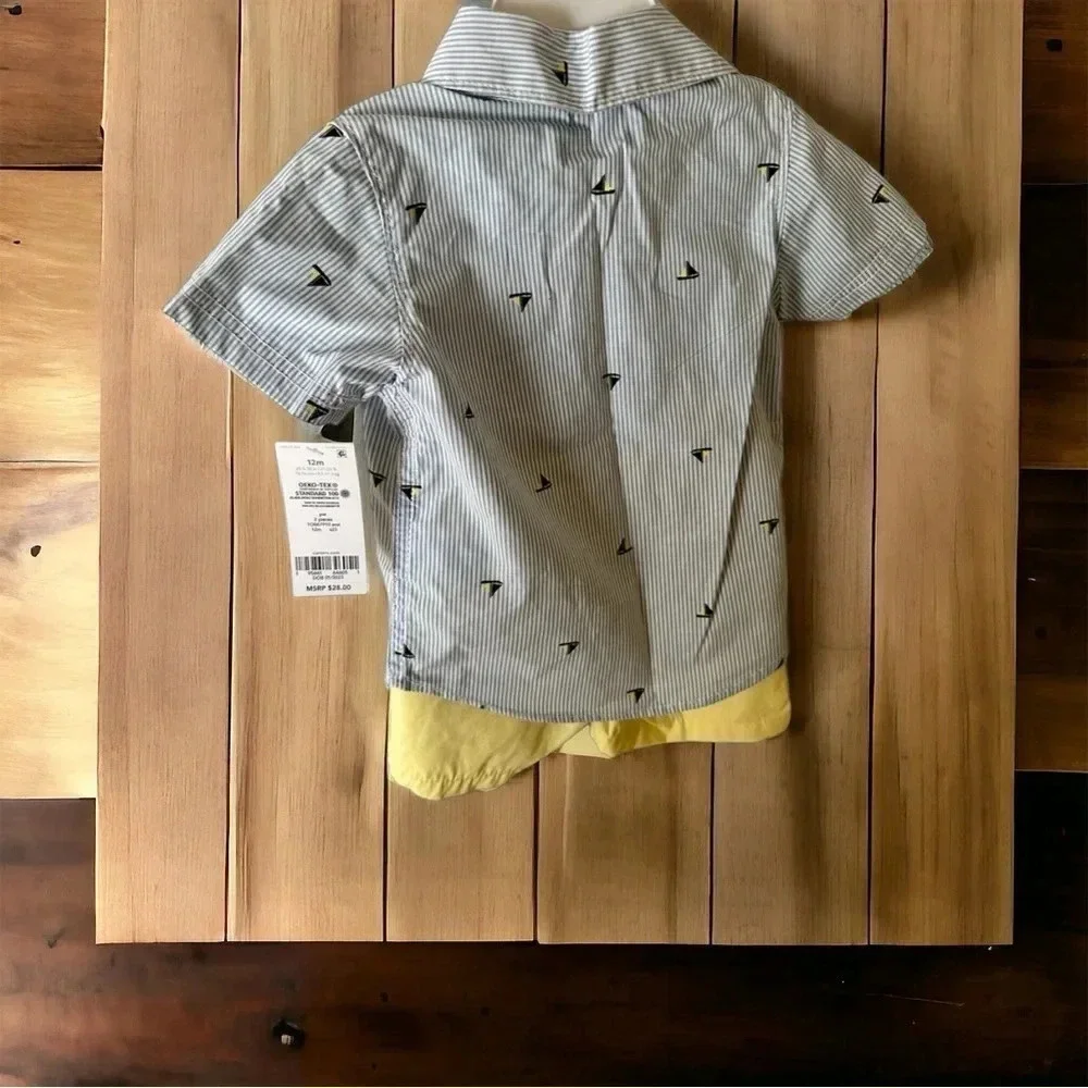 🆕 Carters Boys 12 Month Sailboat Short Set Outfit